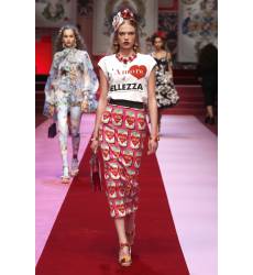 юбка Dolce&Gabbana Шелковая юбка-карандаш с принтом