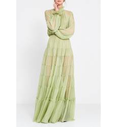 длинное платье A La Russe Зеленое шелковое платье-макси