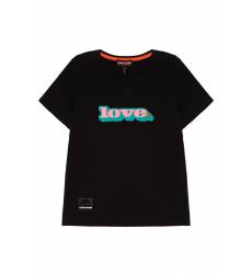 Черная футболка из хлопка Love Черная футболка из хлопка Love