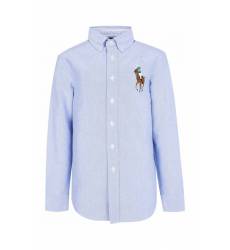 Голубая рубашка с цветной вышивкой Голубая рубашка с цветной вышивкой