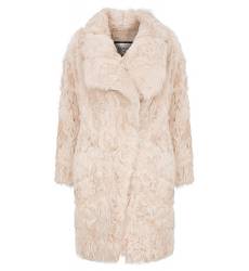 Утепленное пальто из меха козлика с отделкой натуральной кожей 272173000-c