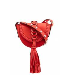 сумка Red Valentino Красная кожаная сумка с кисточкой