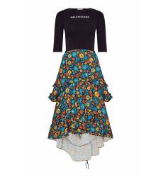 миди-платье Balenciaga Комбинированное платье с цветным подолом