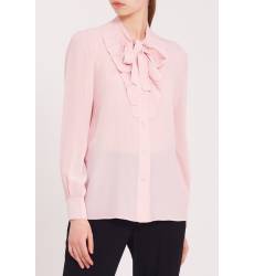 блузка Prada Розовая блузка с завязками и оборкой