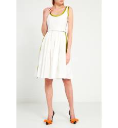 миди-платье Prada Белое платье с цветной отделкой