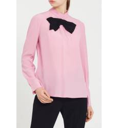 блузка Prada Розовая блузка с черным бантом