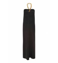 длинное платье MM6 Maison Margiela Черное платье-макси с цепочкой